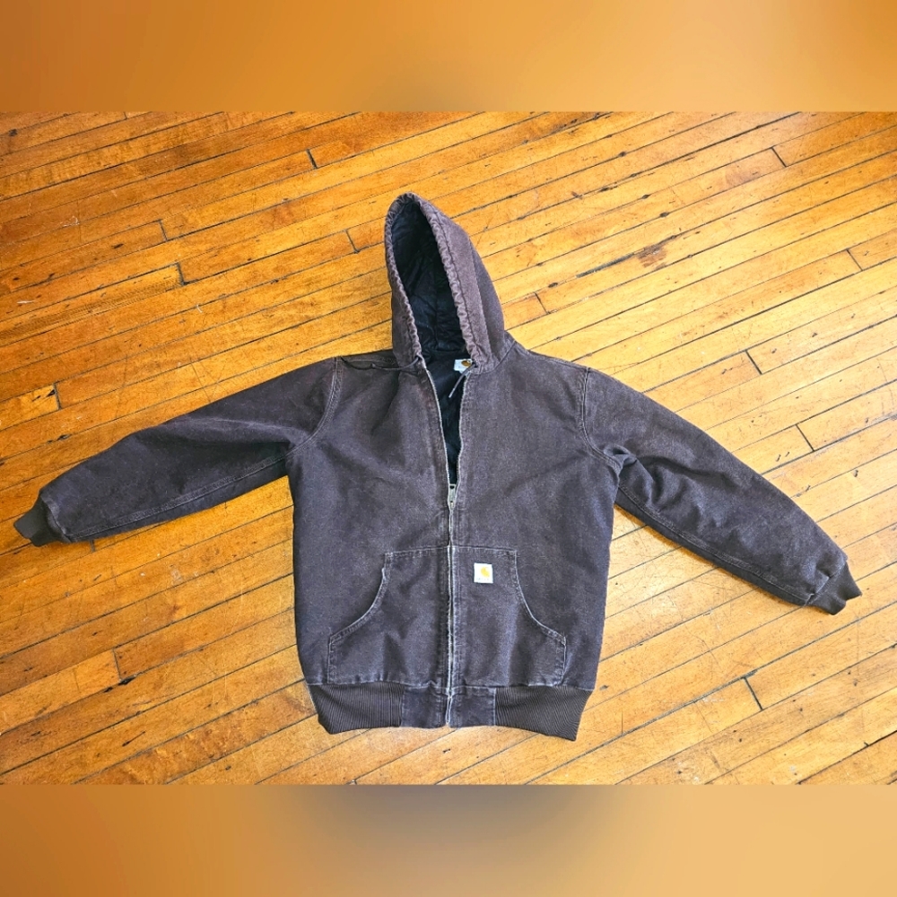 VTG Carhartt WJ130 Womens Dark Brown insulated Quilt lined Jacket size Large